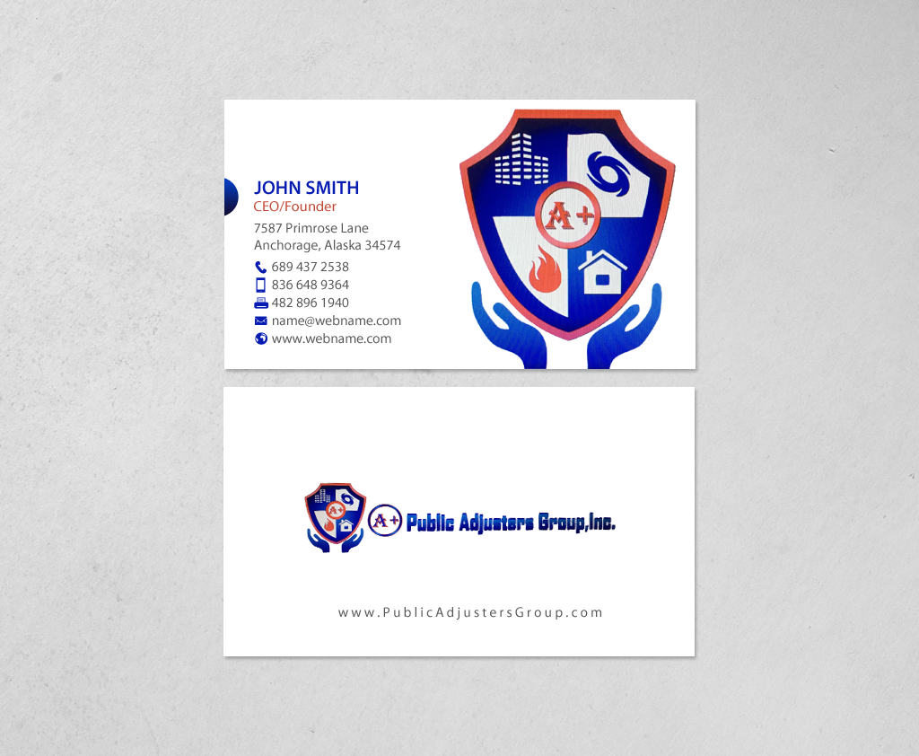 Business Card Design by chandrayaan.creative for A+Publick Adjusters Group Inc  | Design #12967967