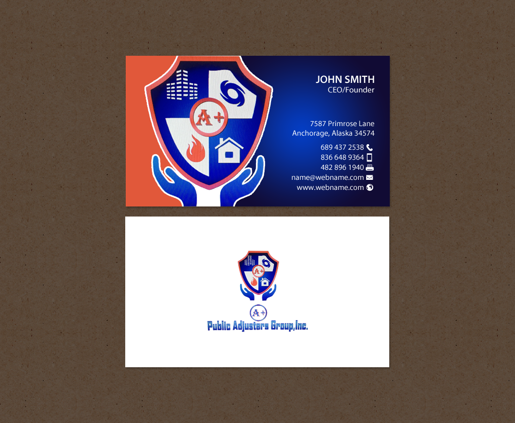 Diseño de Tarjeta de Presentación por chandrayaan.creative para A+Publick Adjusters Group Inc  | Diseño #12967969