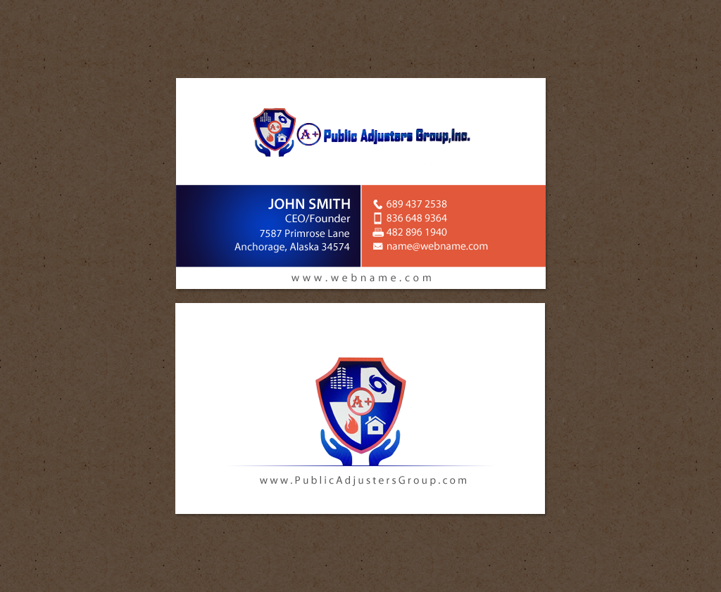 Diseño de Tarjeta de Presentación por chandrayaan.creative para A+Publick Adjusters Group Inc  | Diseño #12969010