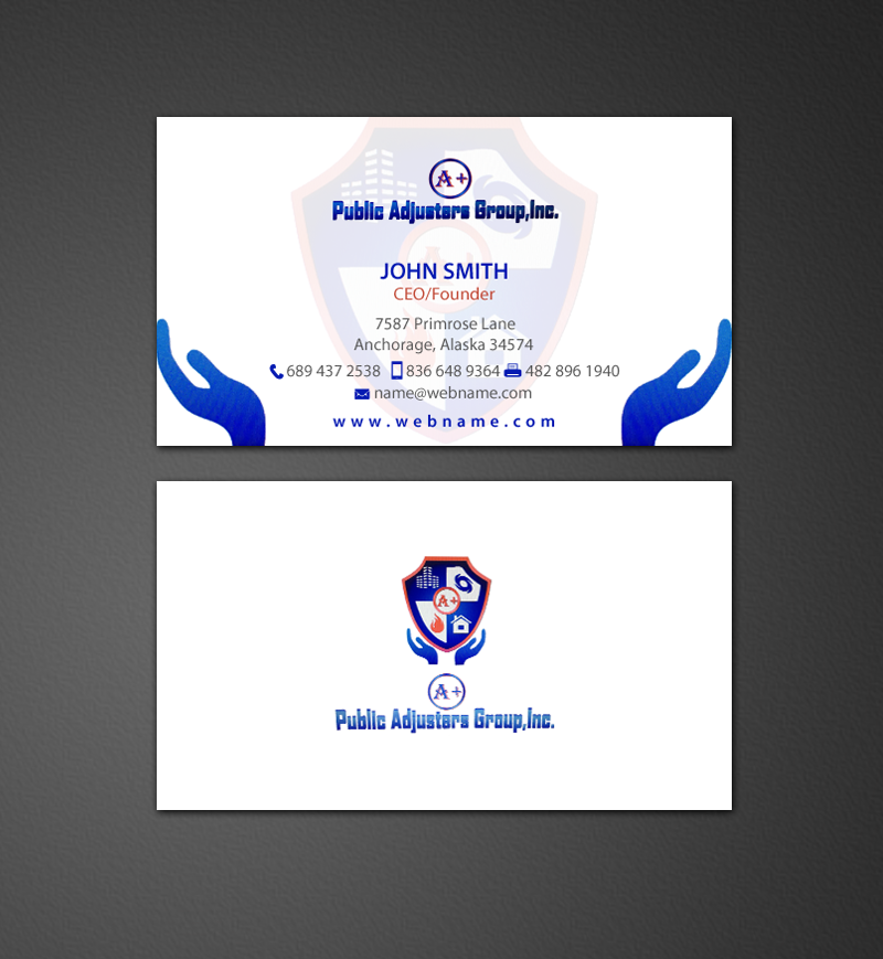 Business Card Design by chandrayaan.creative for A+Publick Adjusters Group Inc  | Design #12969827