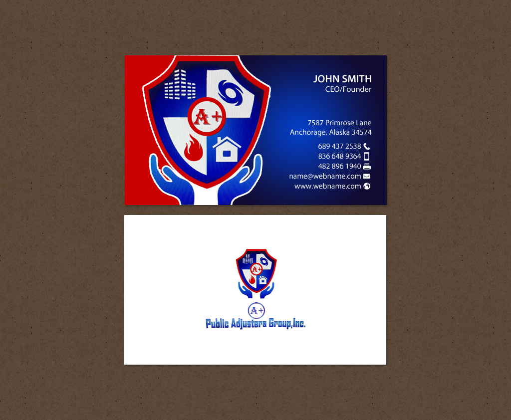 Business Card Design by chandrayaan.creative for A+Publick Adjusters Group Inc  | Design #12986847
