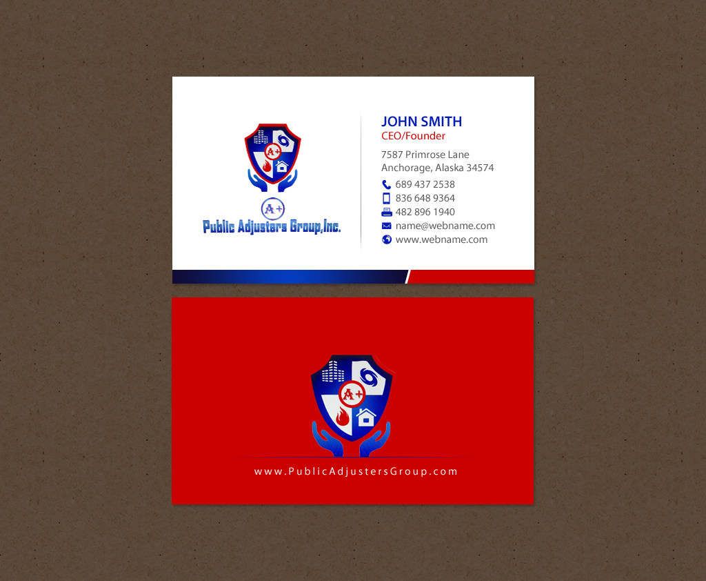 Business Card Design by chandrayaan.creative for A+Publick Adjusters Group Inc  | Design #12986848