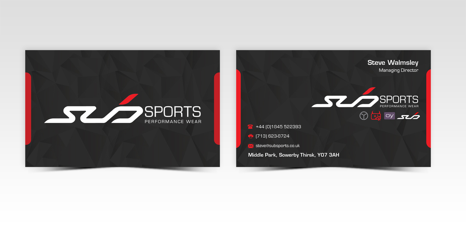 Business Card Design by Pointless Pixels India for Sub Sports | Design #13051011