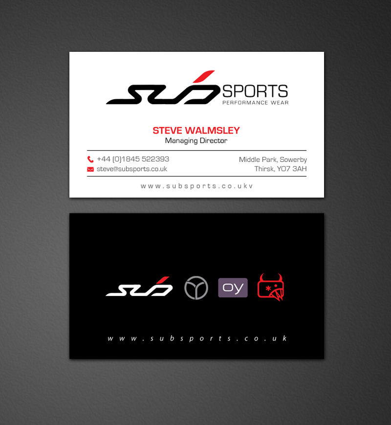 Business Card Design by chandrayaan.creative for Sub Sports | Design #13018091