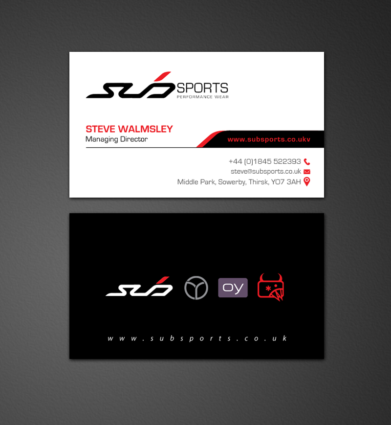 Business Card Design by chandrayaan.creative for Sub Sports | Design #13018094