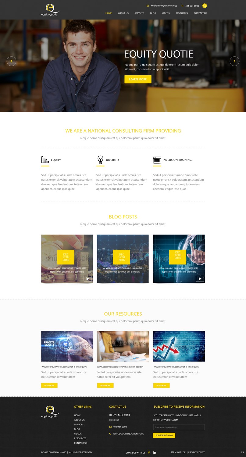 Wordpress Design by pb for E.Q.= Equity Quotient | Design #12971538
