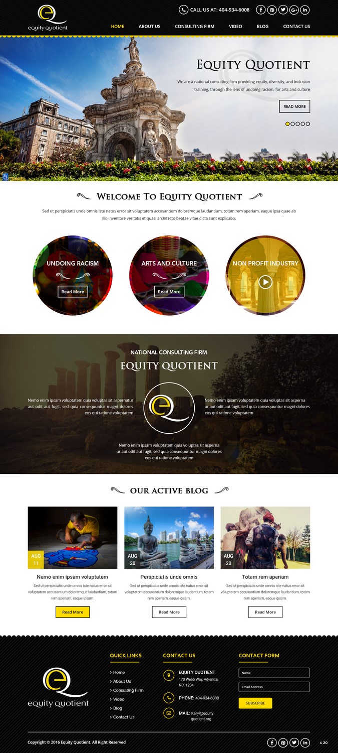 Wordpress Design by pb for E.Q.= Equity Quotient | Design #12971539
