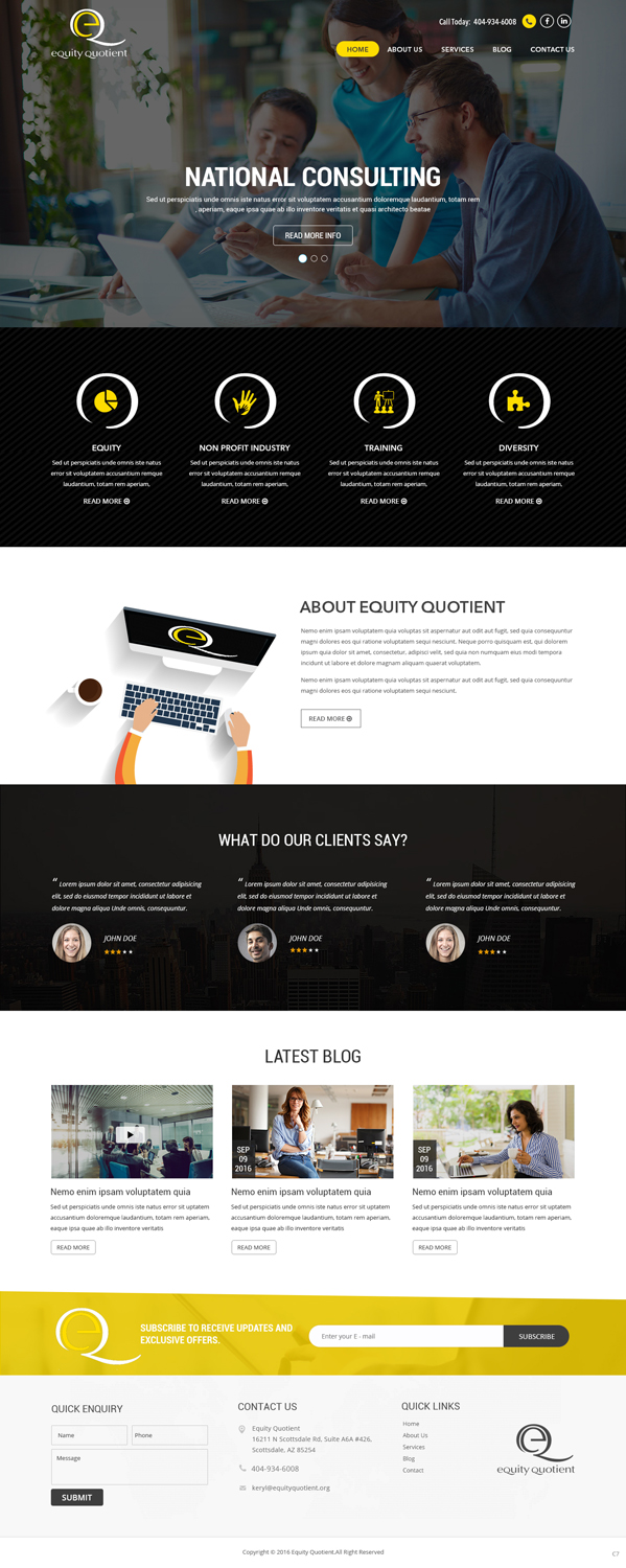 Wordpress Design by pb for E.Q.= Equity Quotient | Design #12971540