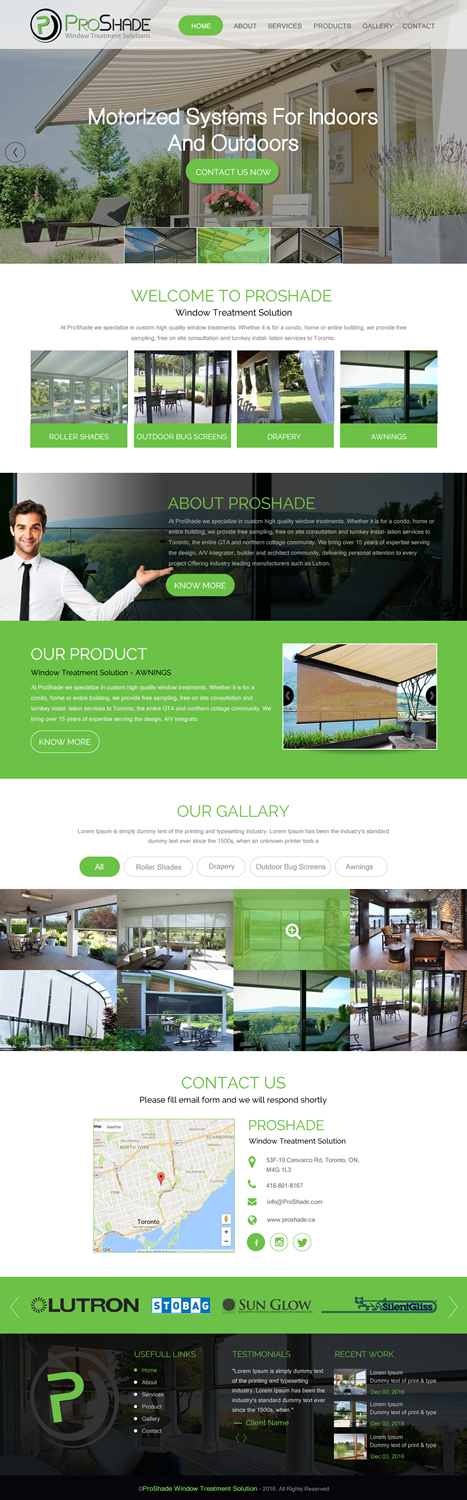 Web Design by rightway for ProShade Inc | Design #13007127