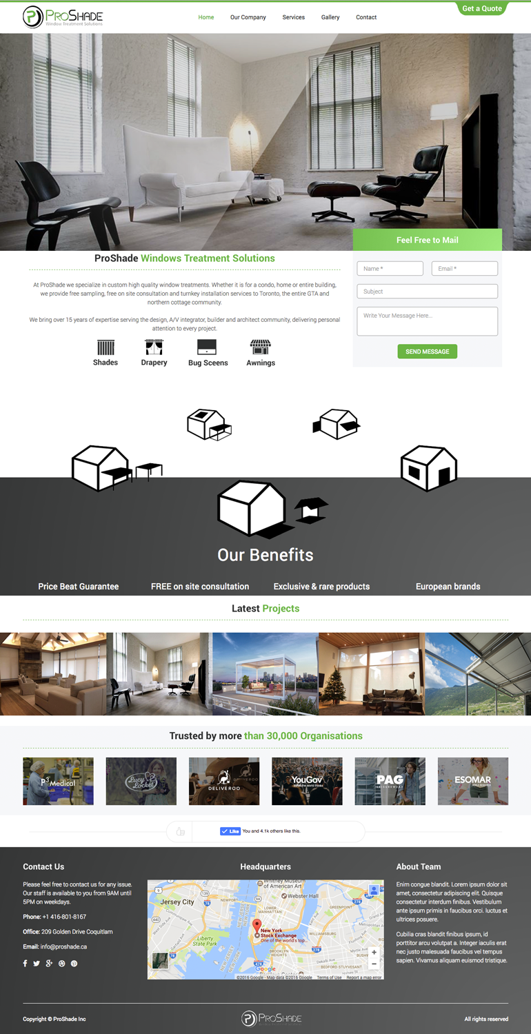 Web Design by cCopilot for ProShade Inc | Design #13042888