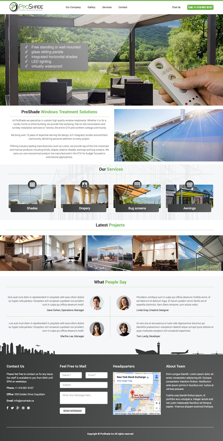 Web Design by cCopilot for ProShade Inc | Design #13042894