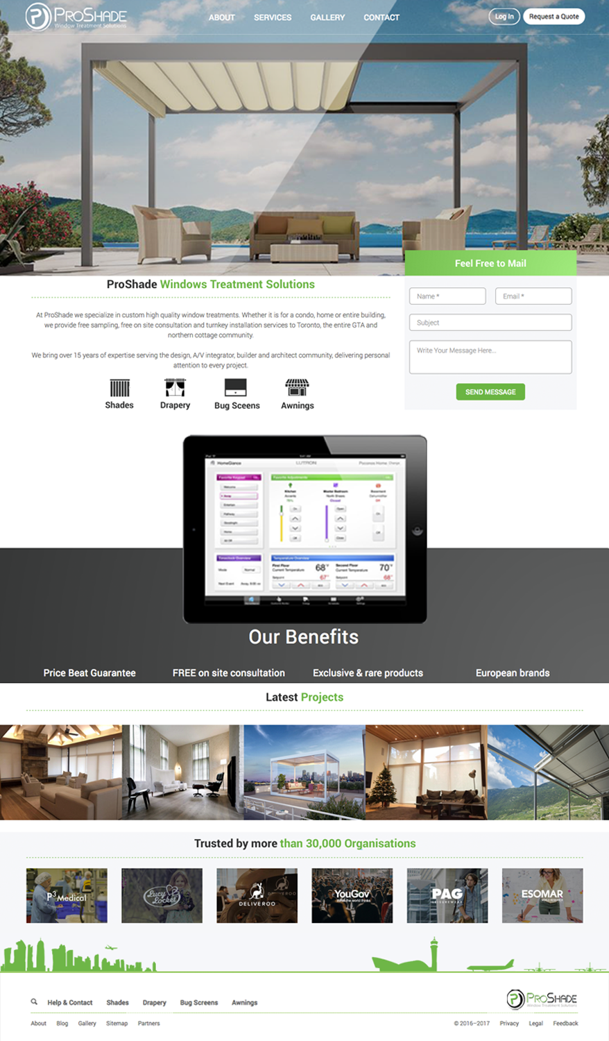 Diseño Web por cCopilot para ProShade Inc | Diseño #13049663