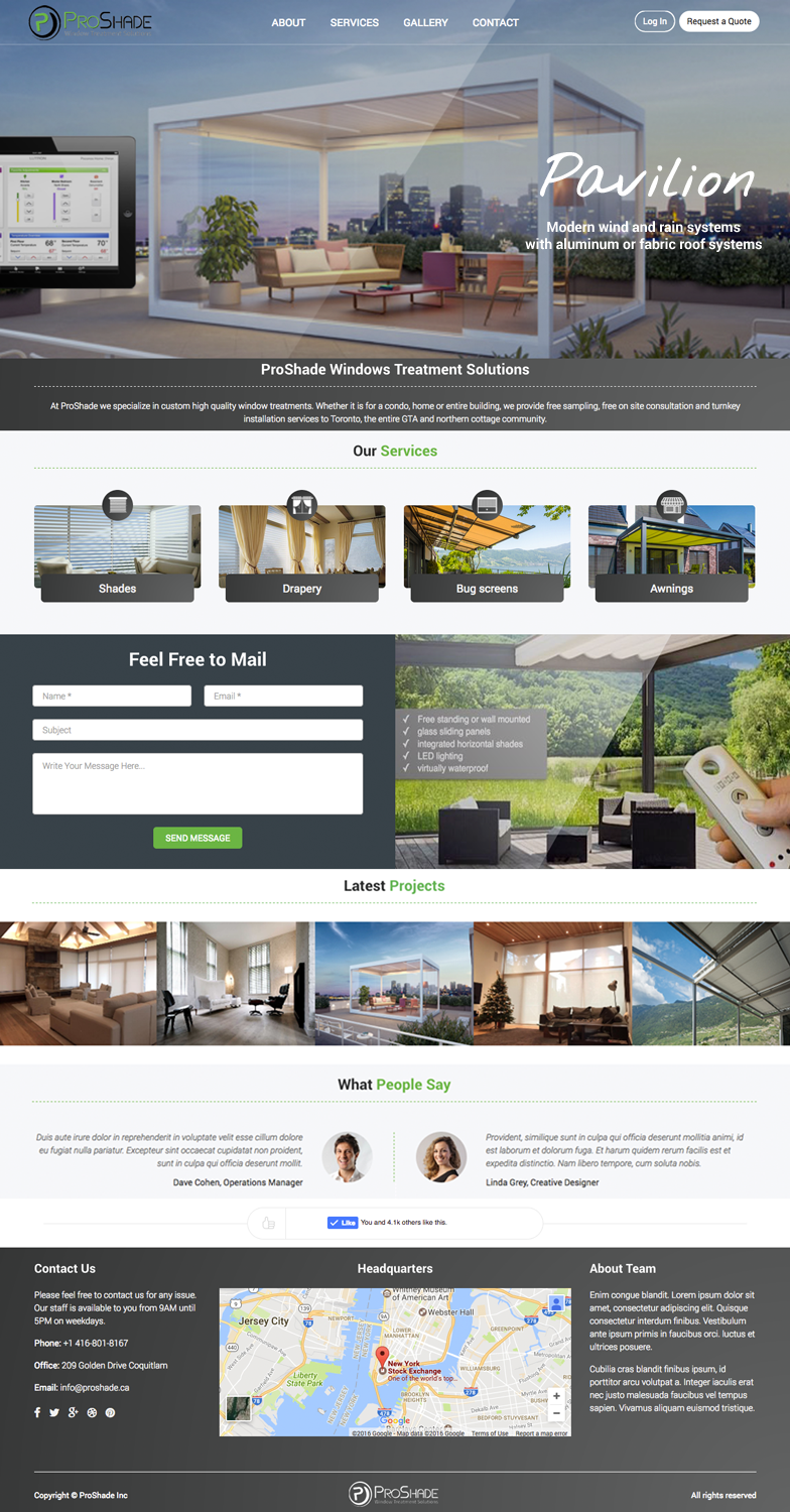 Diseño Web por cCopilot para ProShade Inc | Diseño #13065391
