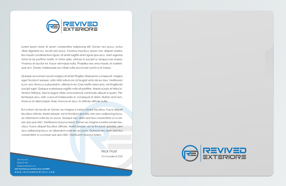 Diseño de Membrete por Pointless Pixels India para Revived Exteriors, Inc. | Diseño #12984992
