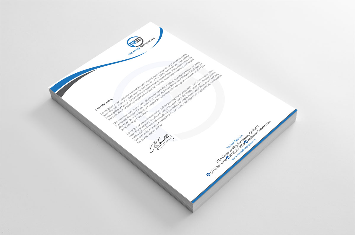 Letterhead Design by alpesh9520 for Revived Exteriors, Inc. | Design #12969717