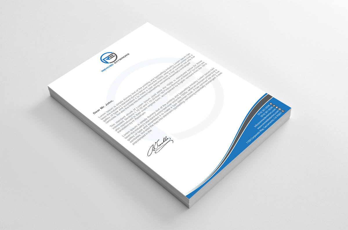 Letterhead Design by alpesh9520 for Revived Exteriors, Inc. | Design #12970688