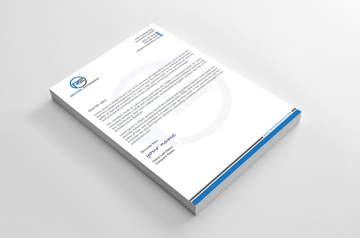 Letterhead Design by alpesh9520 for Revived Exteriors, Inc. | Design #12970837