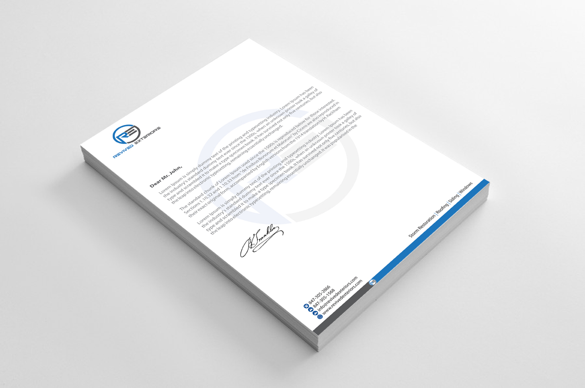 Letterhead Design by alpesh9520 for Revived Exteriors, Inc. | Design #13050611