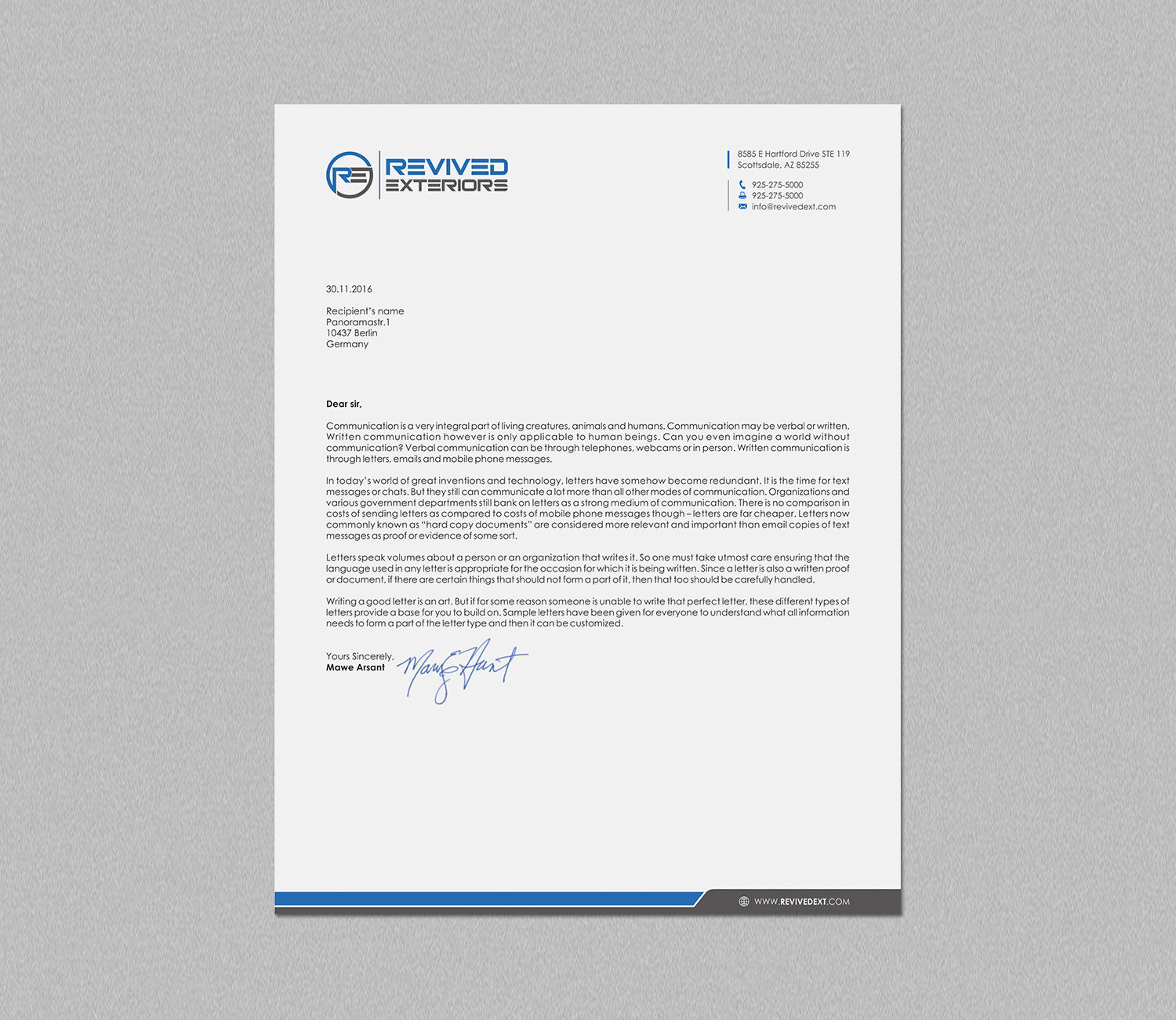 Briefkopf-Design von logodentity für Revived Exteriors, Inc. | Design #12968829