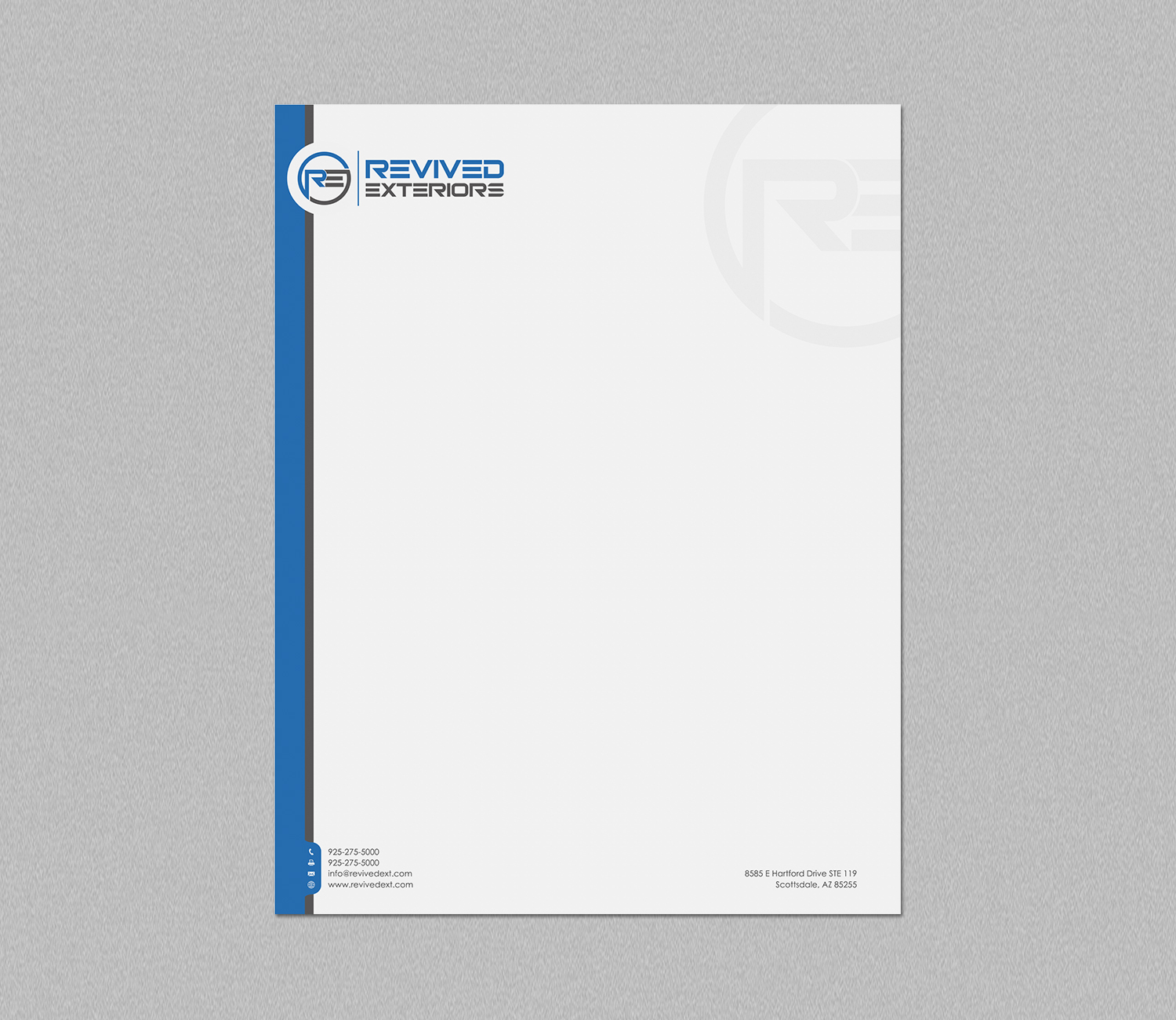 Letterhead Design by logodentity for Revived Exteriors, Inc. | Design #12969073
