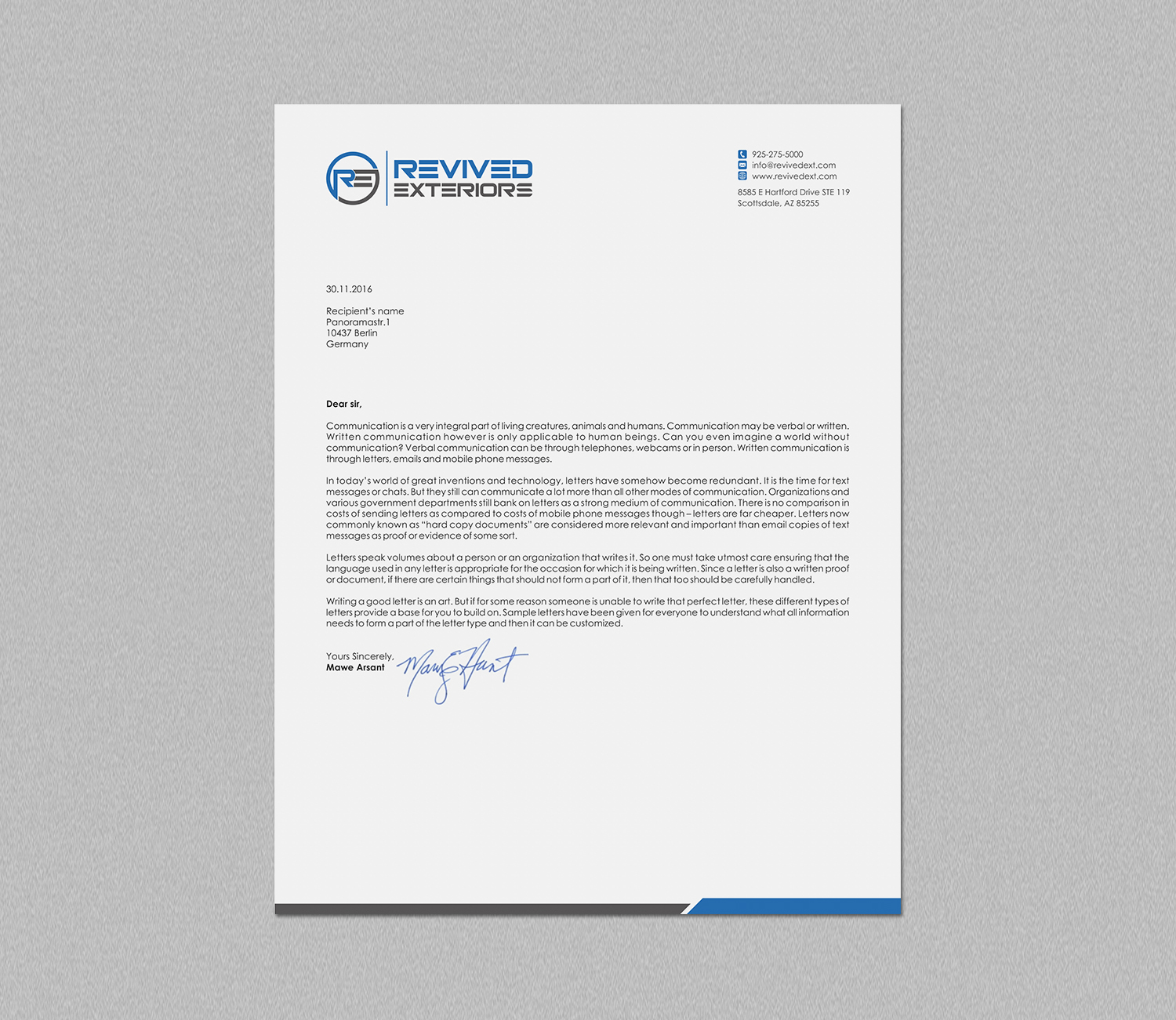 Briefkopf-Design von logodentity für Revived Exteriors, Inc. | Design #12969188
