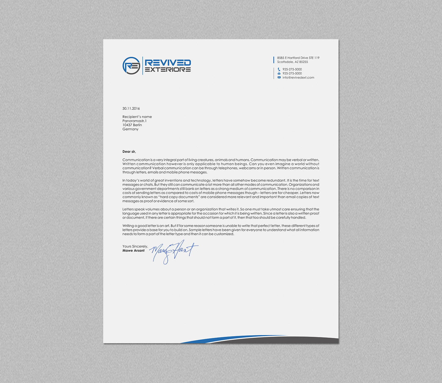Letterhead Design by logodentity for Revived Exteriors, Inc. | Design #12969862