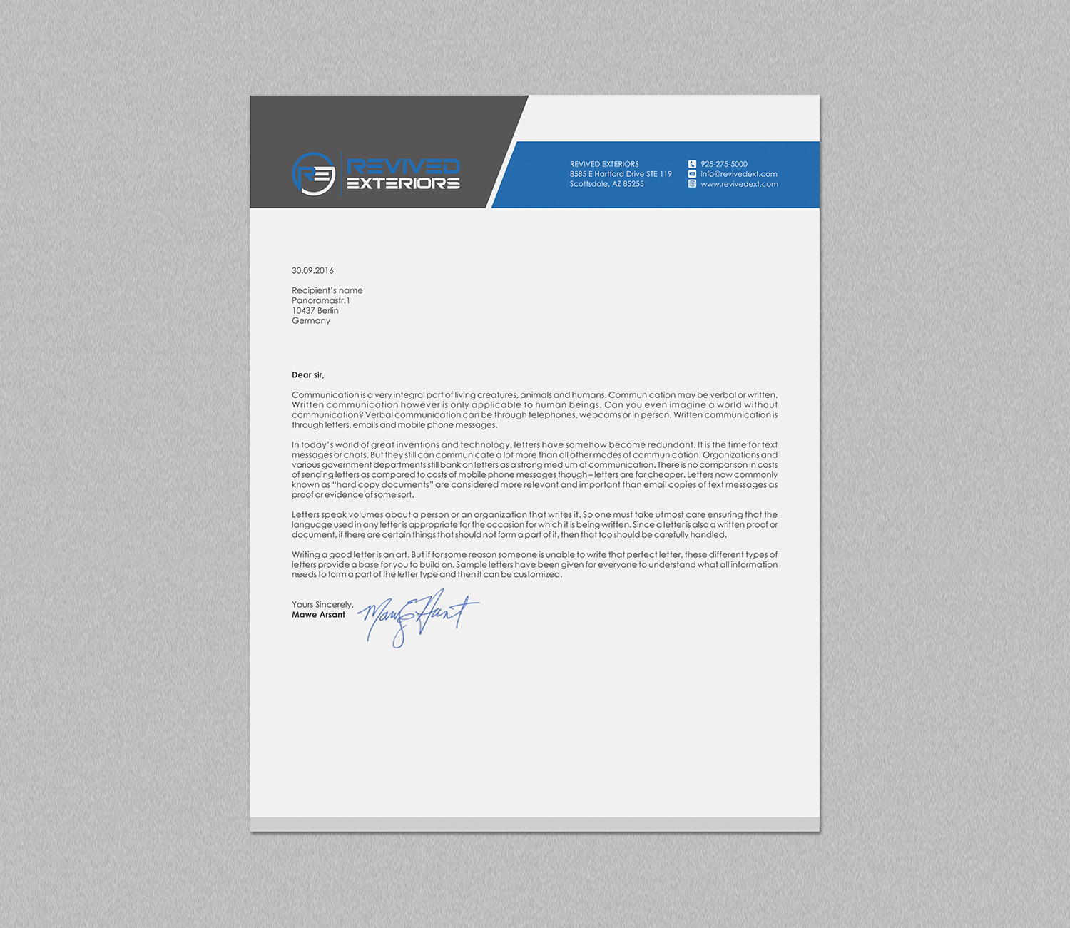 how to type a letterhead