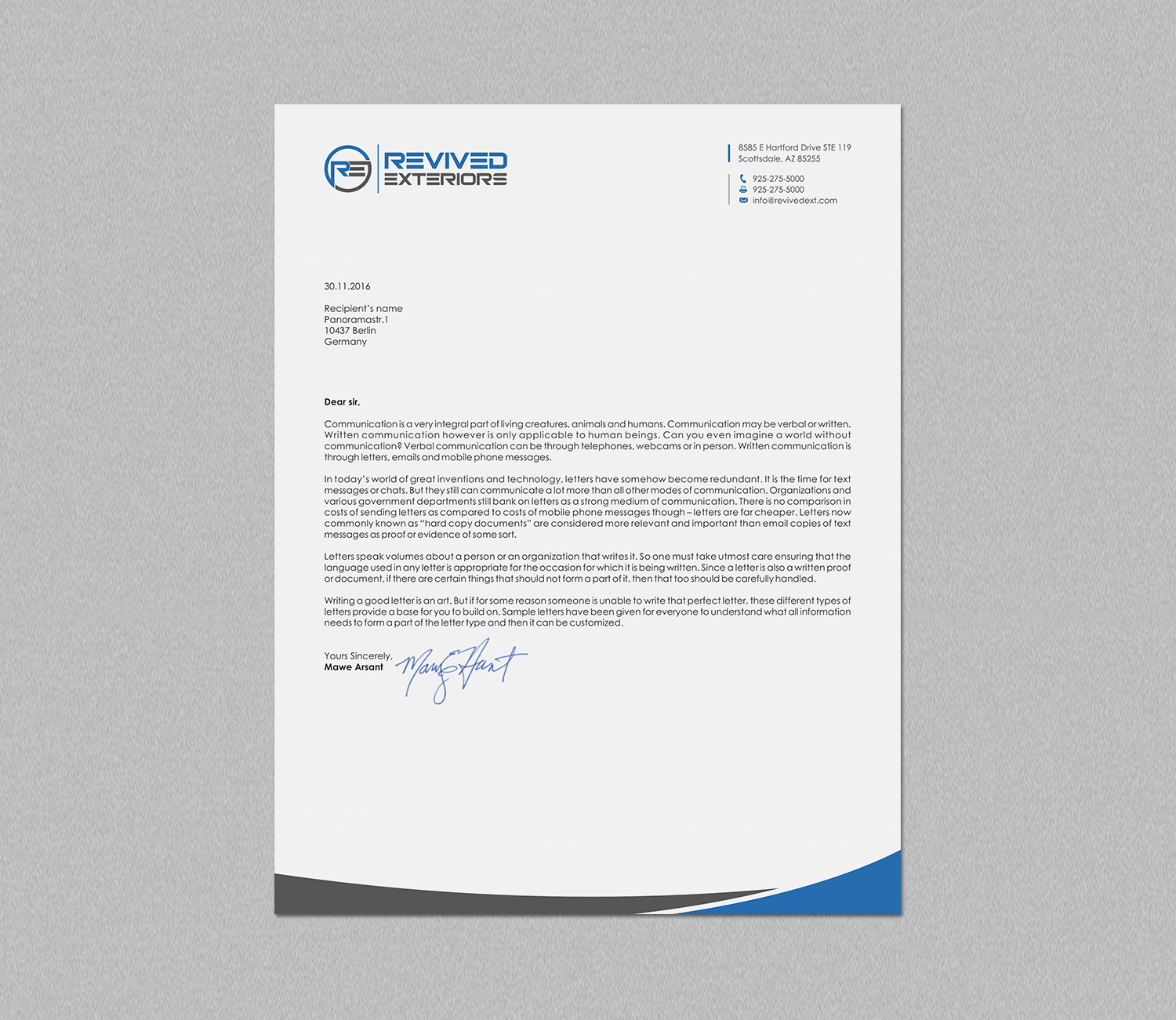 Letterhead Design by logodentity for Revived Exteriors, Inc. | Design #12970429
