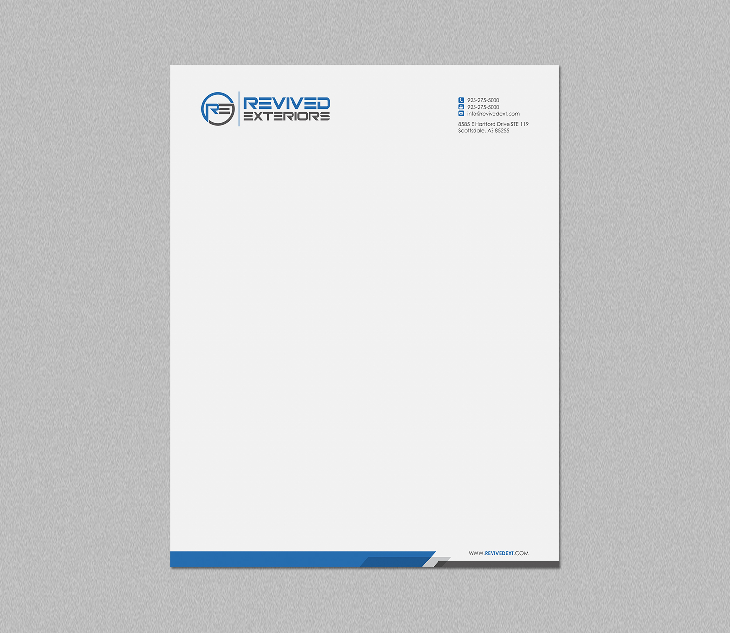 Letterhead Design by logodentity for Revived Exteriors, Inc. | Design #12970507