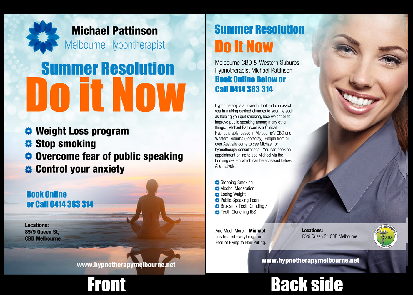 Diseño de Flyer por uk para Acumen Clinical Hypnotherapy | Diseño #2454020