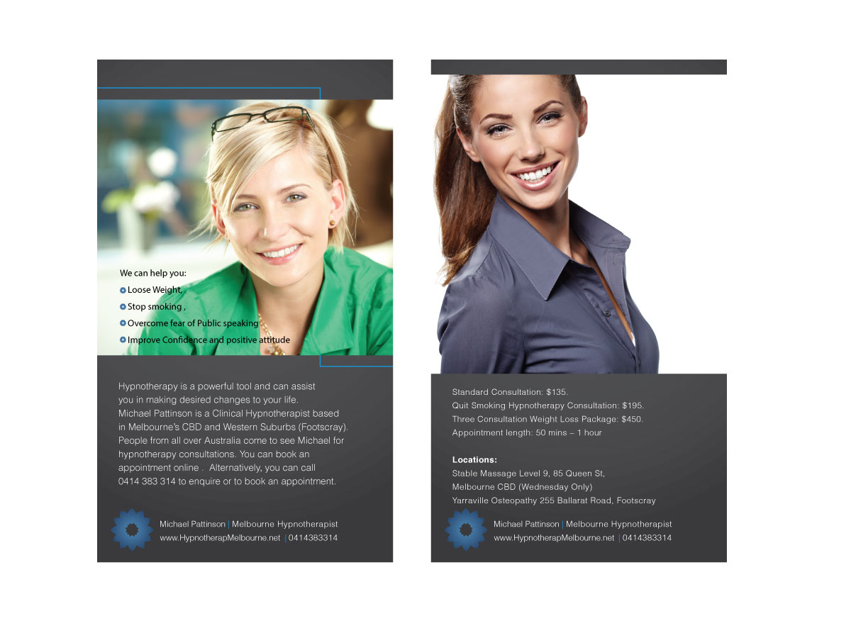 Diseño de Flyer por neapsdesigns para Acumen Clinical Hypnotherapy | Diseño #2460246