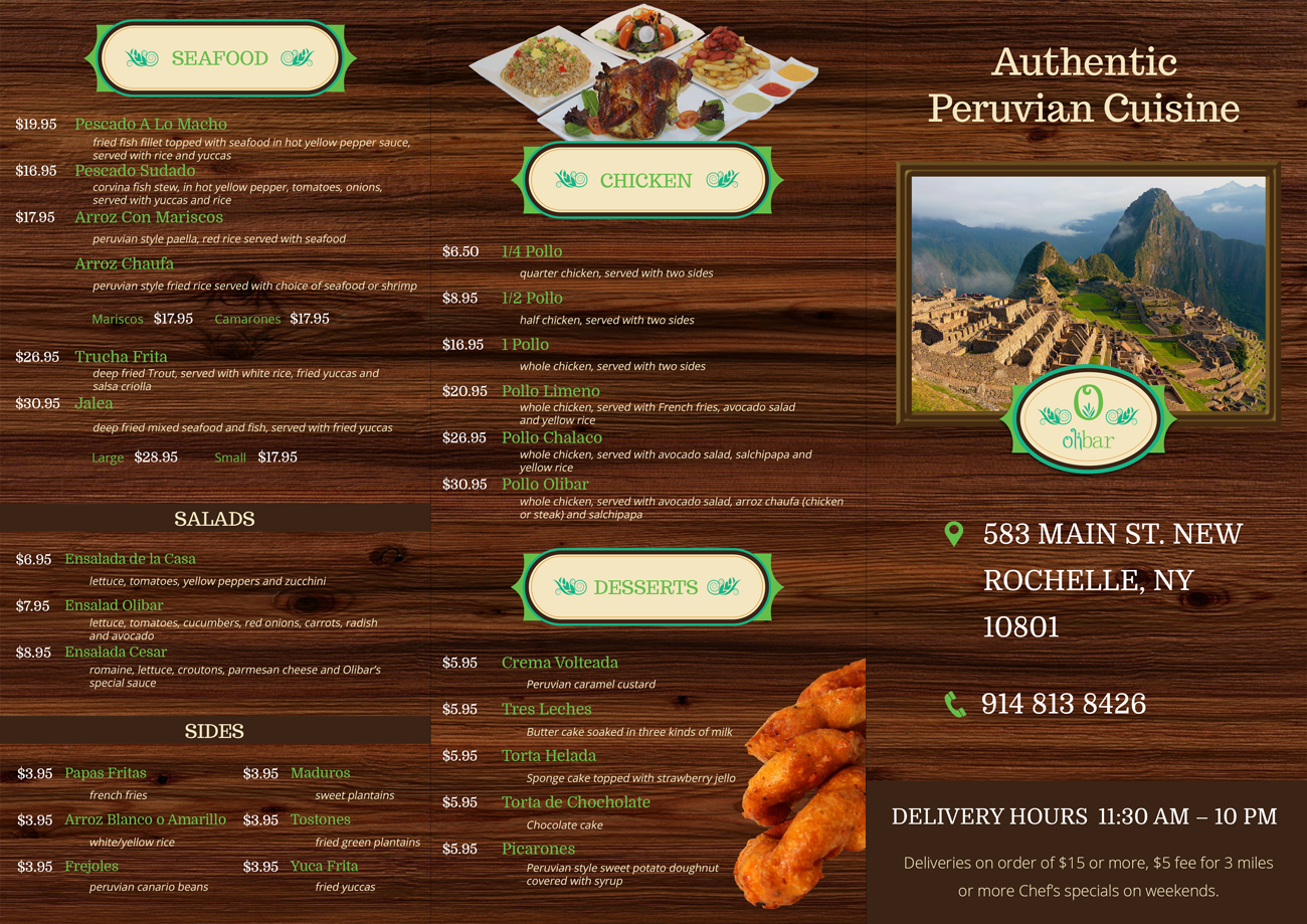 Flyer Design by aniep for Olibar Peruvian Cuisine | Design #13070564