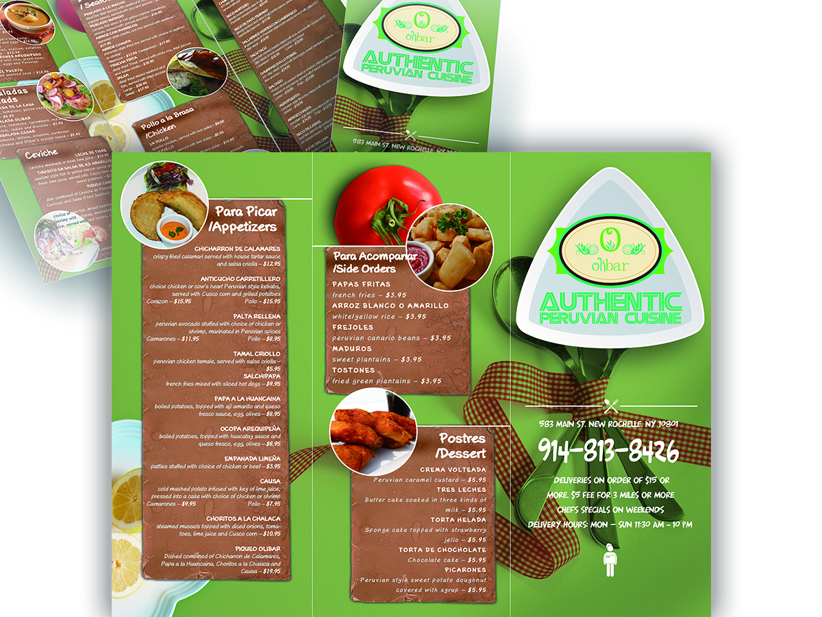 Flyer Design by GXW Design for Olibar Peruvian Cuisine | Design #13140282