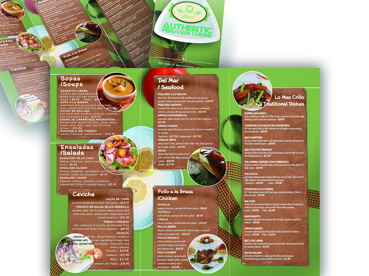 Flyer Design by GXW Design for Olibar Peruvian Cuisine | Design #13143062