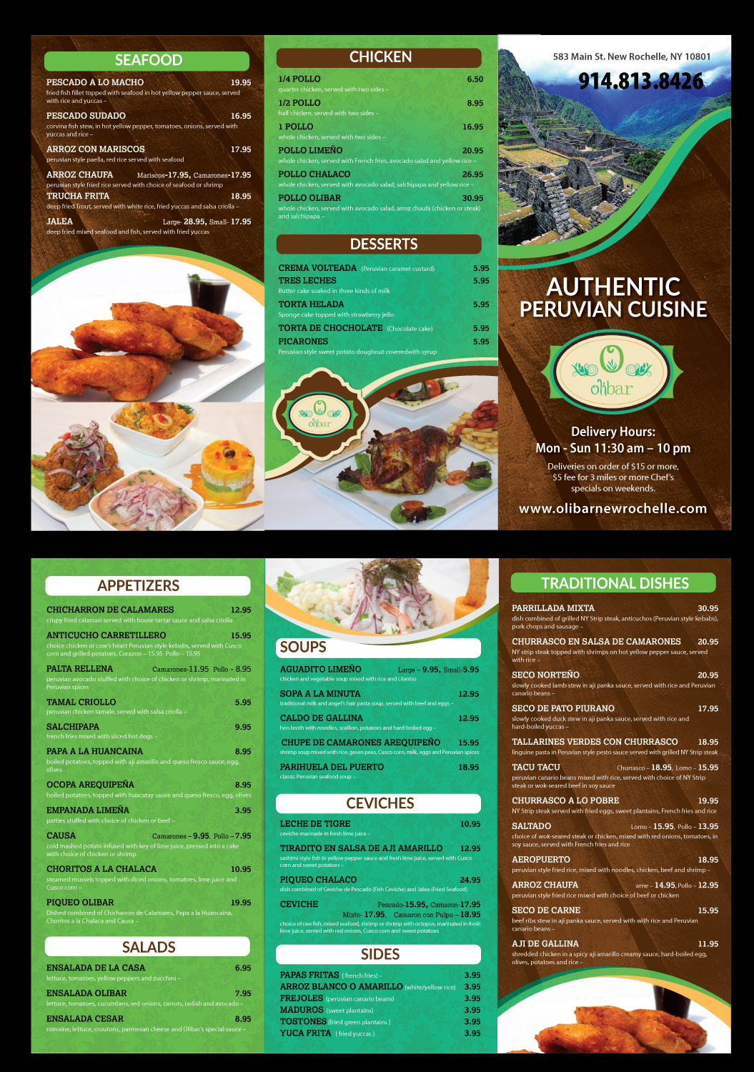 Flyer Design by meet007 for Olibar Peruvian Cuisine | Design #13073540
