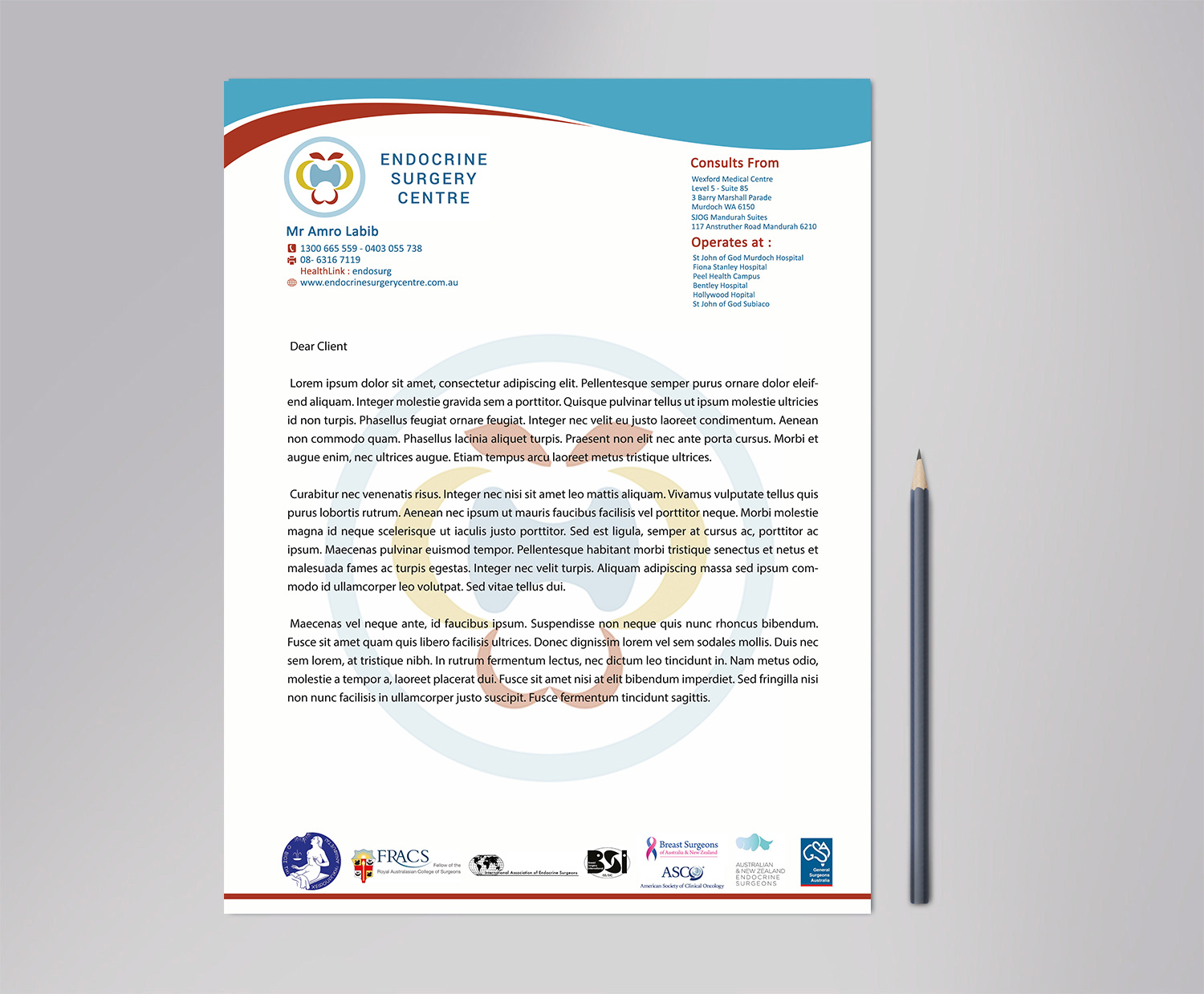 Schreibwaren-Design von Designs 2019 für Endocrine Surgery Centre | Design #15407541