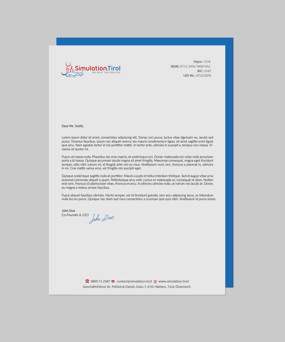 Diseño de Papelería por chandrayaan.creative para PL Simulation.Tirol GmbH | Diseño #13083458