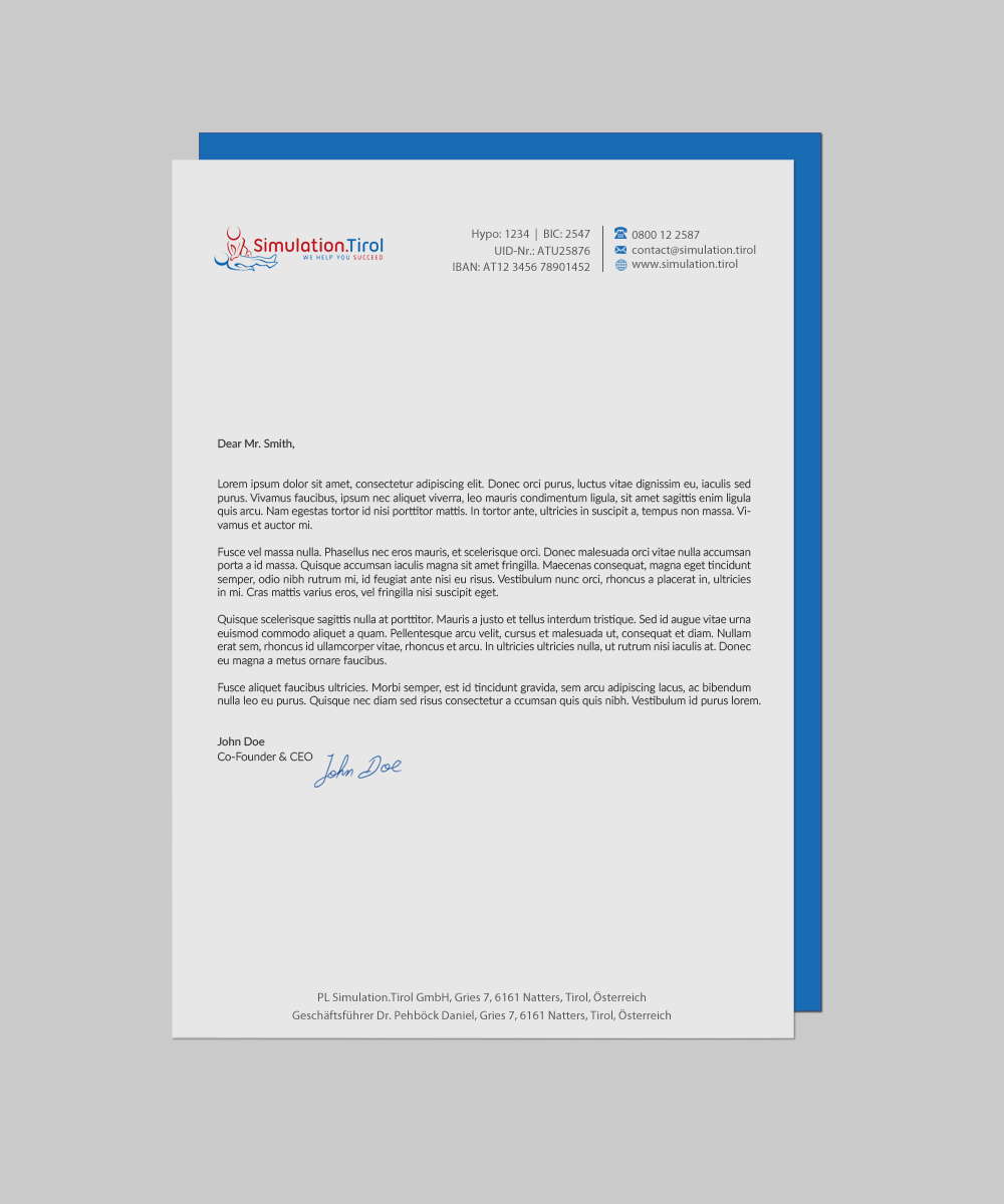 Diseño de Papelería por chandrayaan.creative para PL Simulation.Tirol GmbH | Diseño #13083465