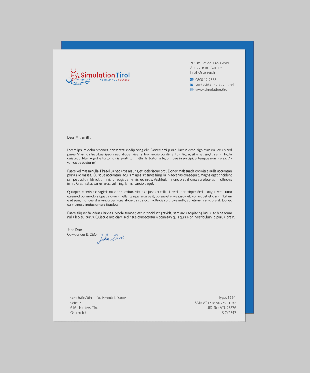 Stationery Design by chandrayaan.creative for PL Simulation.Tirol GmbH | Design #13083467