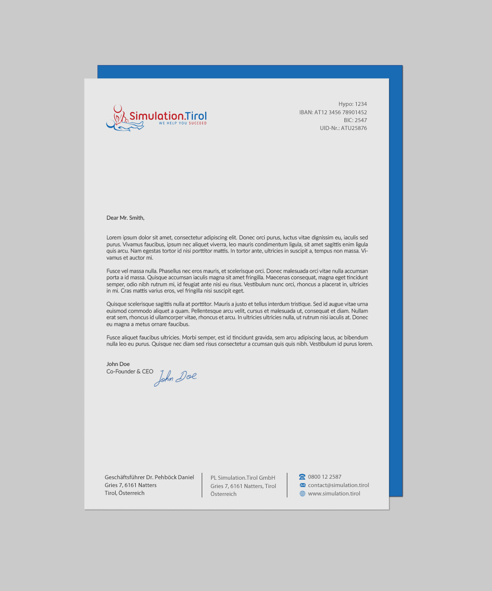 Diseño de Papelería por chandrayaan.creative para PL Simulation.Tirol GmbH | Diseño #13083468