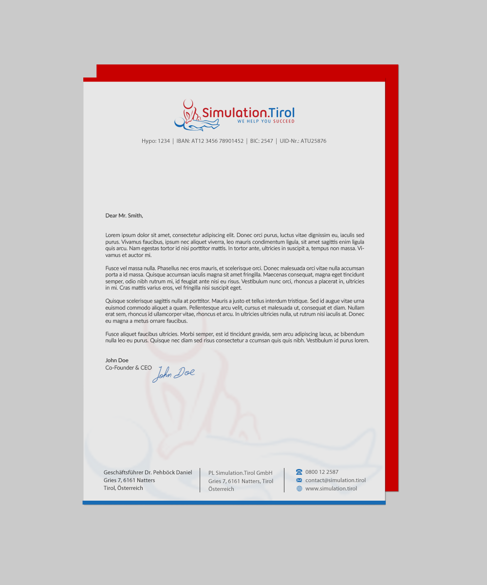 Stationery Design by chandrayaan.creative for PL Simulation.Tirol GmbH | Design #13083492