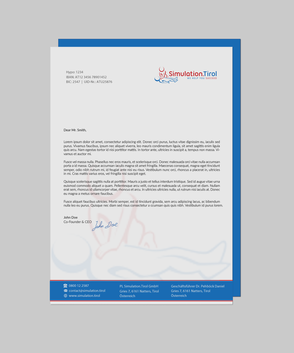 Stationery Design by chandrayaan.creative for PL Simulation.Tirol GmbH | Design #13083495