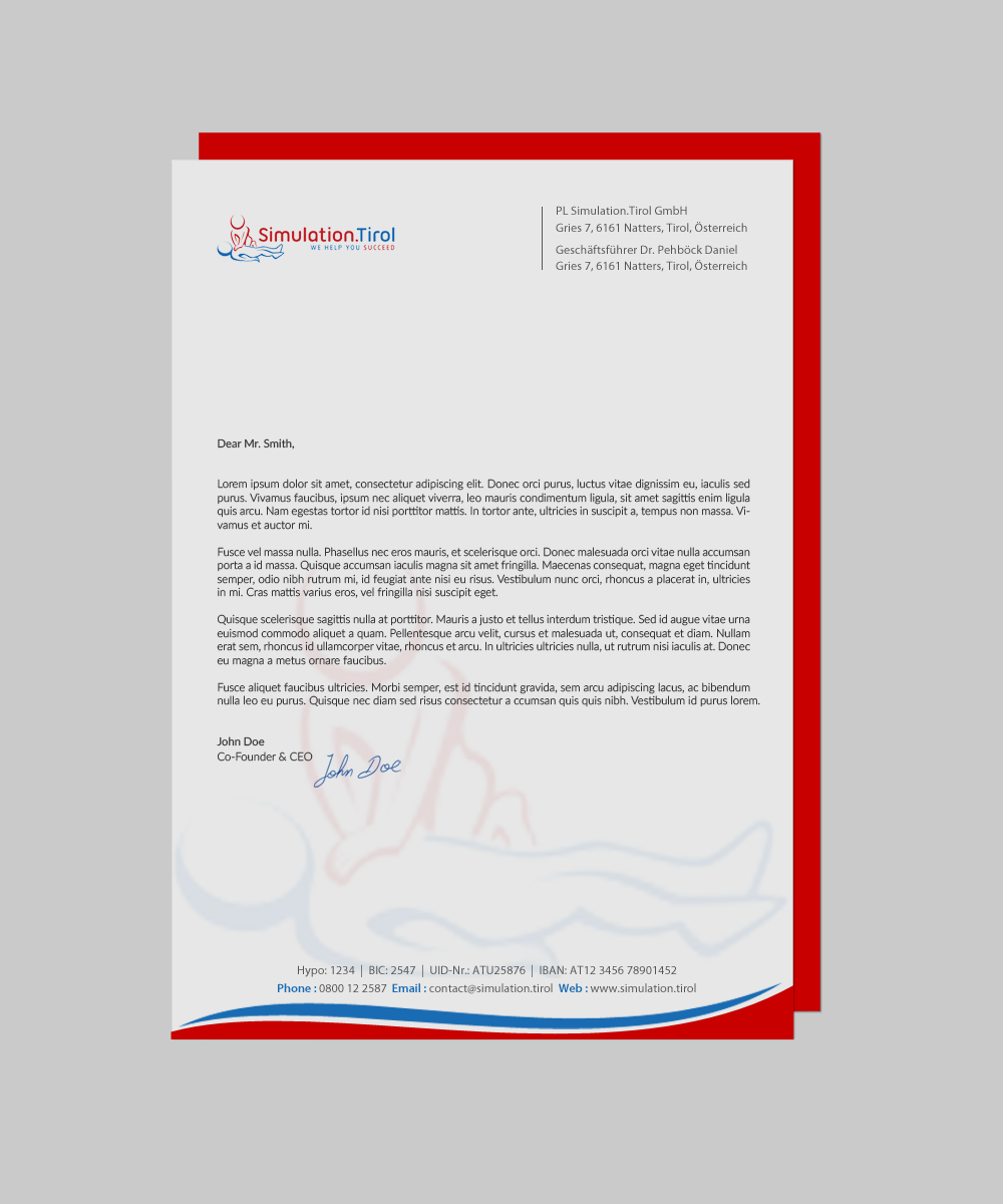 Stationery Design by chandrayaan.creative for PL Simulation.Tirol GmbH | Design #13083507