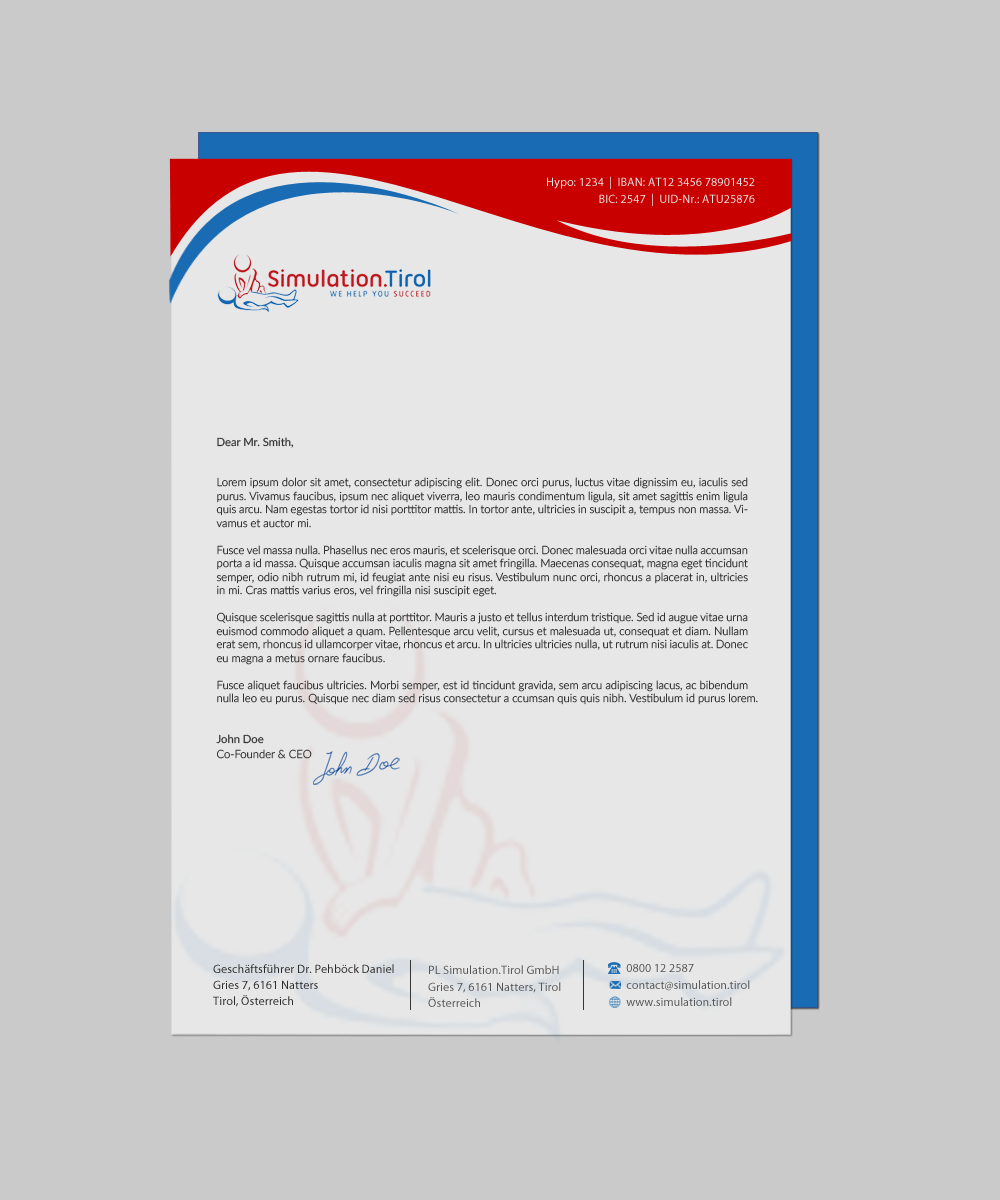 Stationery Design by chandrayaan.creative for PL Simulation.Tirol GmbH | Design #13083516