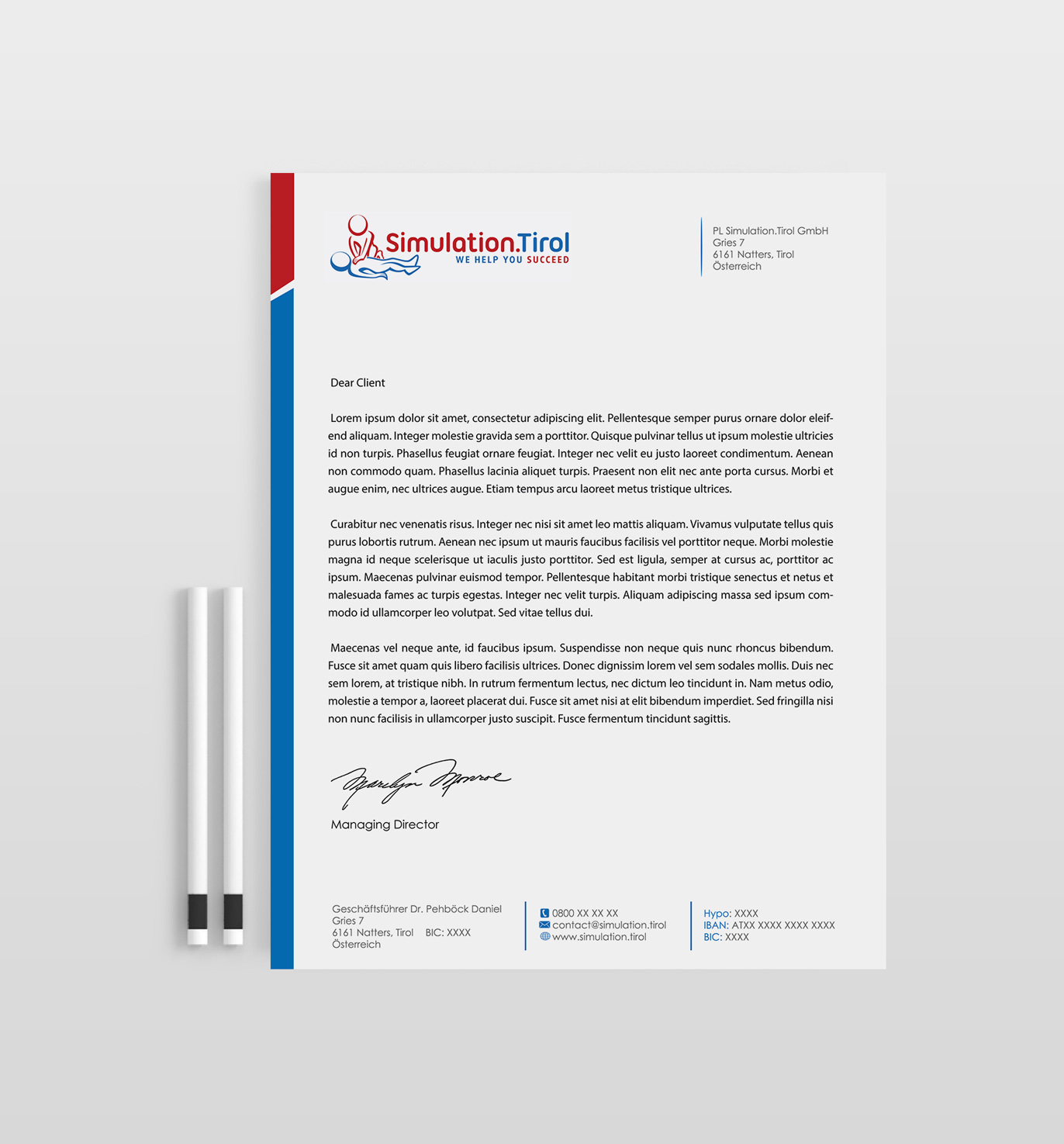 Stationery Design by Designs 2019 for PL Simulation.Tirol GmbH | Design #13074883