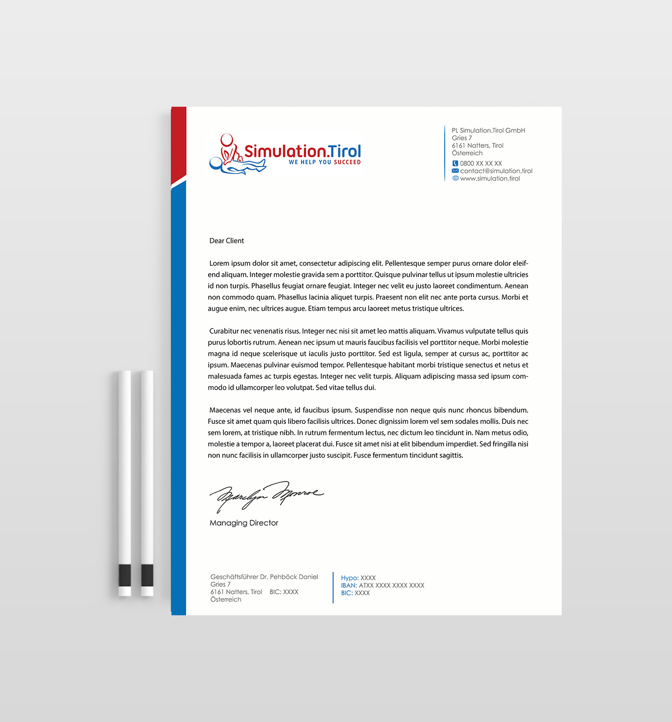 Stationery Design by Designs 2019 for PL Simulation.Tirol GmbH | Design: #13167249