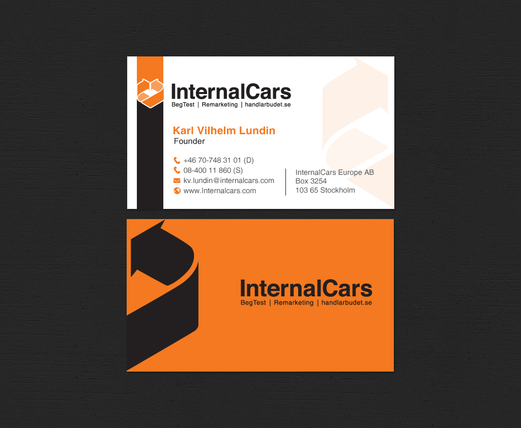 Business Card Design by chandrayaan.creative for InternalCars Europe AB | Design #13034970