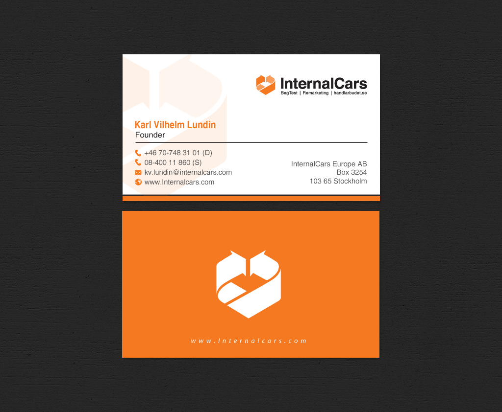 Business Card Design by chandrayaan.creative for InternalCars Europe AB | Design #13034972