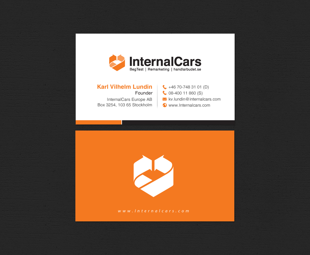 Diseño de Tarjeta de Presentación por chandrayaan.creative para InternalCars Europe AB | Diseño #13034980