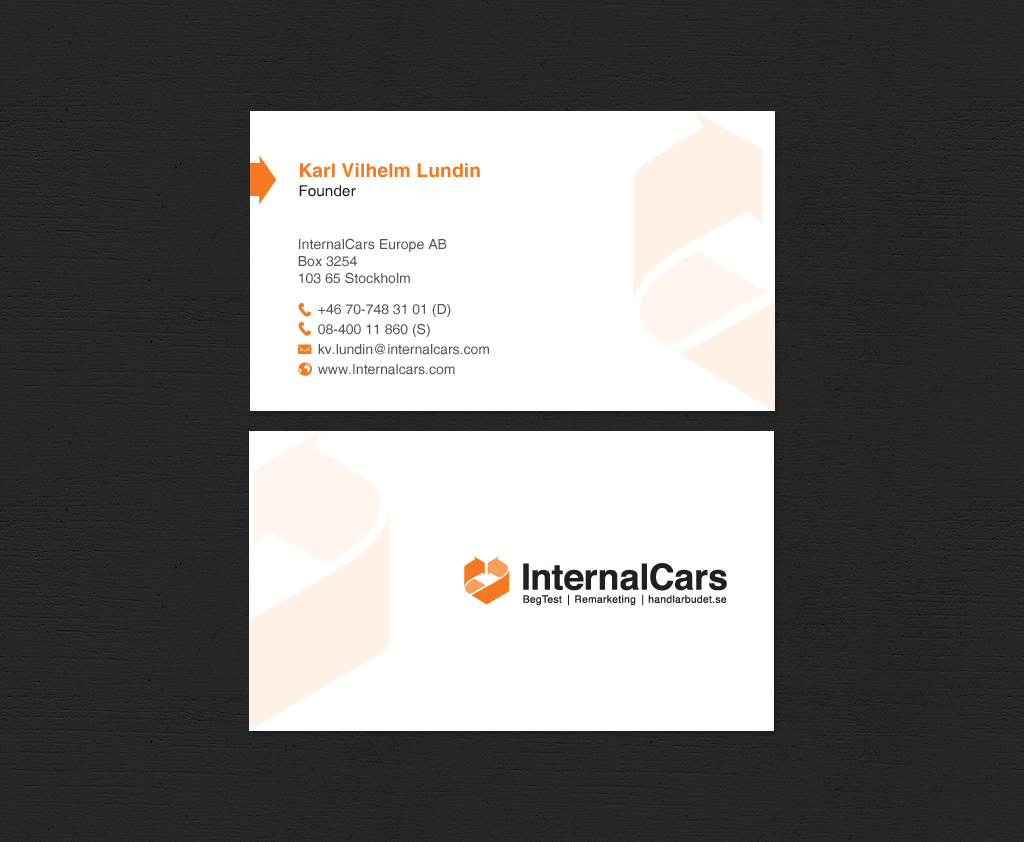 Diseño de Tarjeta de Presentación por chandrayaan.creative para InternalCars Europe AB | Diseño #13035797